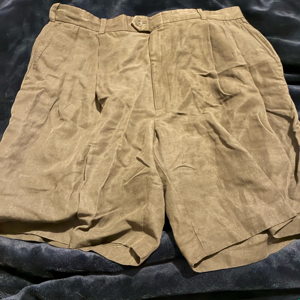Classic Men's Brown Flat Front Shorts